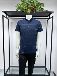 Silky Smooth Thin Polo Shirt Casual Summer New Business Leisure Turn-down Collar Striped Breathable Versatile Short Sleeve
