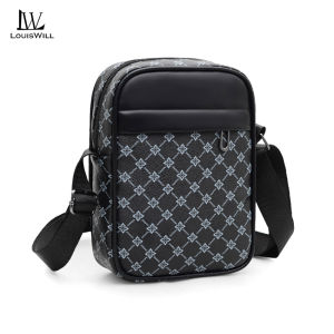 LouisWill Men Bags Mens Shoulder Bag Cross Body Bag Fashion Waterproof Shoulder Bags Large Capacity PU Checkerboard Business Bag Casual Sport Street Bag for Travel Outdoor