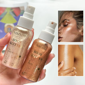 Glow Shimmer SprayWaterproof Liquid Highlighter Body Luminizer with Glitter Makeup For Face & BodyLong-lasting For Festival