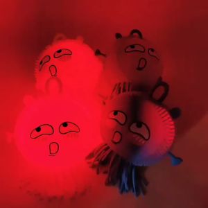 [SG SELLER]Cartoon LED Light Up Glowing Hair Flash Ball Kids Fun Squeeze Anti Stress Toys