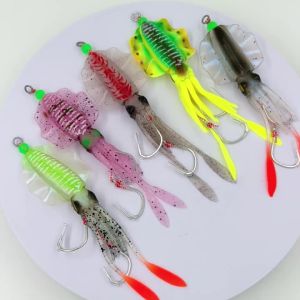 1PC 17cm/18.5g Mồi Mực Mềm Phát Sáng Trong Bóng Tối Với Móc Kép UV Mồi Bạch Tuộc Thực Tế Cho Câu Cá Nước Mặn Biển Sâu