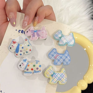Tooyoo Plaid Puppy Hair Clip Cute Sweet Women Duckbill Clip Bangs Clip Versatile Cartoon