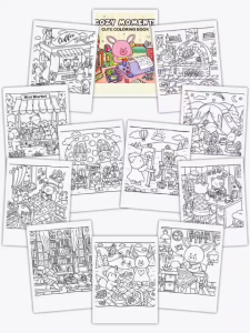 Cozy Moments Cute Coloring Book Buku Mewarnai Anak Dewasa Healing Therapy Aesthetic Kertas Super Tebal
