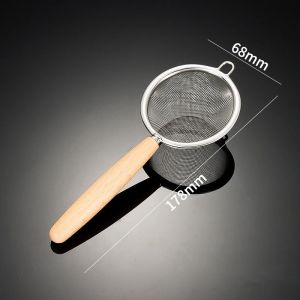 1pc 304 Stainless Steel Mesh Filter Spoon with Wooden Handle Flour Filter Spoon Household Kitchen Fried Food Filter Oil