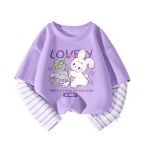 La Chapelle Girls Long Sleeve T-Shirt Fashionable Childrens Clothing Cotton Princess Style Cartoon Print Spring Autumn Wear