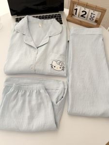 Cloud Cotton Sleepwear Set Womens Summer New Style Short Sleeve Shorts Three-piece Outfit Youth Ladies Home Comfortable Clothes