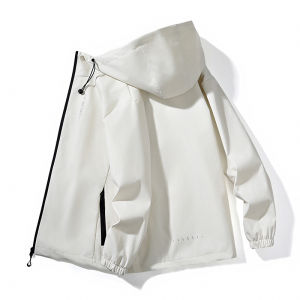 เสื้อแจ็คเก็ตมีฮู้ดแบบหลวมๆ สำหรับผู้ชาย ทรงหลวมๆ แฟชั่นฤดูใบไม้ผลิและฤดูใบไม้ร่วง เสื้อคลุมกันหนาวแบบบางๆ สำหรับผู้ชาย เสื้อคลุมกันหนาวแบบลำลอง