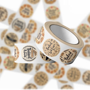 500PCS Baked With Love Cake Baking Packaging Decoration Stickers Delicious Donut Style Stickers Gift Packing Supplies Adhesive