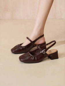Josiny | Summer French Style High Heel Coarse Heel Mary Jane Shoes