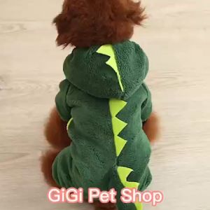 Quần áo khủng long cho chó mèo vải nhung nỉ giữ ấm thu đông dễ thương cute phụ kiện thú cưng - GiGi Pet Shop