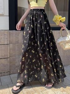 DAIXIANGFEIZI | Chân Váy Chiffon Hoa Văn Mùa Hè A-Line Xếp Ly