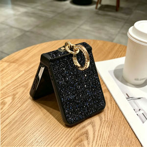 Ốp Điện Thoại Samsung Galaxy Z Flip 8/7/6/5/4/3 Flip7 FE Sang Trọng Đính Đá Lấp Lánh Khóa Cài Mặt Lưng Cứng PC Vân Kim Cương Giả