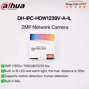 Dahua 2MP PoE Audio Smart Dual Light Eyeball Network Camera (DH-IPC-HDW1239V-A-IL) Fixed-focal  Built-in Mic H.265 Built-in IR LED And Warm Light DWDR Human Detection