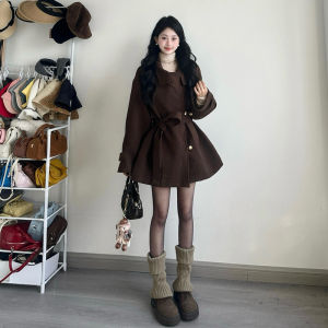 Homecore | Beautiful Unique Winter Korean Style Brown Short Cape Coat
