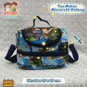 Tas Makan Minecraft / Lunch Bag Anak Laki-Laki / Tas Bekal Anak Boy/ Lunch Box Karakter Minercaft - Susun Mine Pedang