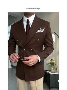 Italian Neapolitan Double-breasted Notch Lapel Retro Suit
