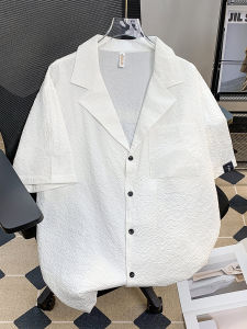 Cuban Collar Short Sleeve Ice Silk Thin Shirt Mens Summer New Style Pure Color Design Loose Fit Youth Fashion Daily Wear