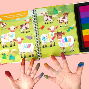 BEAR TALE DIY Coloring Book for Finger Painting 7 Safe Colors Washable and Non-Toxic Early Educational Color Awareness for Kids Aged 3+