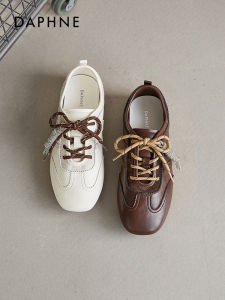 Daphne Leather Surface Dequn Shoes Womens Autumn Winter New Style Small Piano Key Brown Fluffy Casual Shoes Fashionable Sports