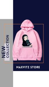 Sweater Hoodie Anak Perempuan Anime Hijab lucu Pink Smooth Fleece usia 4 -15 th  Fashion Hoodie
