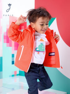 Jacadi | Hooded Orange Boys Jacket for Spring and Autumn