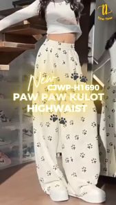 TINO TINO Pants Kulot Highwaist Doggie Paw H1690 Korean Style Celana Kulot Wanita Highwaist Motif Lucu