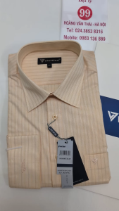 [Việt Tiến Sale] Sơ Mi Dài Tay - Regular (Suông) - Vạt Bầu - Kẻ sọc màu mơ chín - size 42 lẻ size