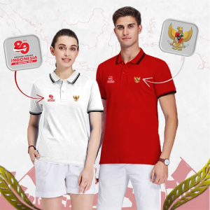 PS | Polo Shirt Kerah Stripe LIS | Kaus Lengan Pendek Seragaman Dirgahayu Indonesia