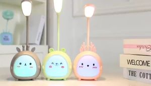 Cute Cartoon LED Desk Lamp USB Recharge Eye Colorful Night Light For Student Study Reading Book Bedroom Bedside Lamp