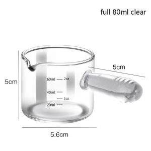 KEMORWLA 1PC Glass Espresso Glasses 60/125ml Clear Scale Measuring Cup With Handle Milk Jug Coffee Cups Home Barista Accessories