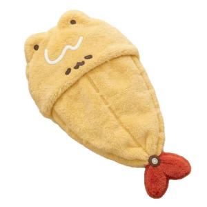 1PCS Cute Korean‑Style Fried Shrimp Embroidered Shower Cap Thickened Quick‑Dry Absorbent Hair Towel Women Bath Daily Hair Care
