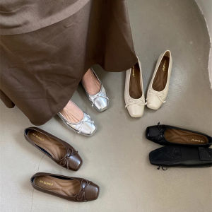 Womens Spring New Arrivals Square Toe Shallow Mouth Flats Ballet Shoes