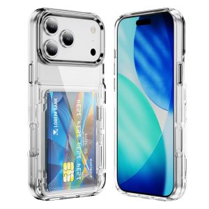 szhaiyu | Transparent Card Slot Bag Holder Phone Case for IPhone 18 17 16 15 Plus 14 13 12 Pro Max Shockproof Protection Acrylic Cover