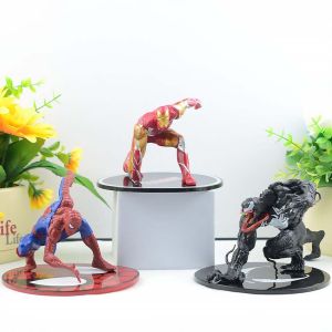 New Hot Marvels Comics IronMans Spidermans Venoms Handmade Model PVC Material Animations Decoration Childrens Birthday Gifts