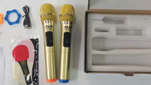 Micro đa năng không dây tv-2000 (vàng) 2 cái kèm bộ thu pin sạc nhỏ gọn âm thanh rõ nét