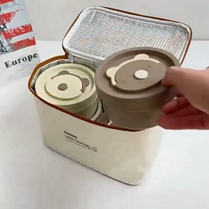 Bộ Hộp Cơm Giữ Nhiệt Văn Phòng Lunch Box 4 Tầng Inox Cao Cấp- Dùng Được Lò Vì Sóng- Tặng Kèm Bộ Muỗng Túi Đựng