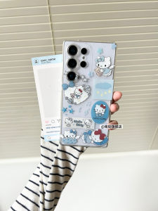 Transparent Shockproof Glitter Phone Case Full Edge Protection Cute Kitten Cat Design for Samsung S25 Ultra S24 plus S23 plus