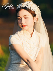 Váy Cưới Phong Cách Trung Hoa Cổ Điển Váy Cưới Ren Ngọc Trai Phụ Kiện Tóc Váy Cưới Chụp Ảnh Cưới Phụ Kiện Tóc