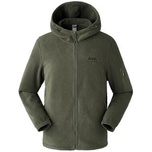 Jeep | Jeep Mens Fleece Lined Hooded Jacket Windproof Breathable Outdoor Casual Coat Inner Liner Autumn Winter Warm Outerwear