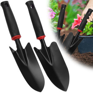 2ชิ้นพลั่วทำสวนอเนกประสงค์การป้องกันการลื่นสีดำยางพลั่วมือสวนสำหรับการปลูกกำจัดวัชพืชขุดดินปลูกต้นไม้ไม้กระถางเครื่องมือดินคลาย