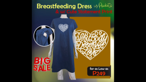 Ana Nursing/Breastfeeding and Maternity Dress with Cute Print \"EverybodyDeserveLove\" fits S-M & L-XL w/ Side Pockets & Discreet side Opening