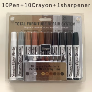 New Wooden Furniture Repair Pen Touch Up Markers & Crayon Sharpener Set Wood Scratch Restoration Kit Patch Paint Pen