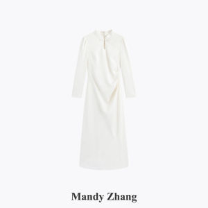 Chinese Style Handmade Knotted Brocade Satin Qipao Dress