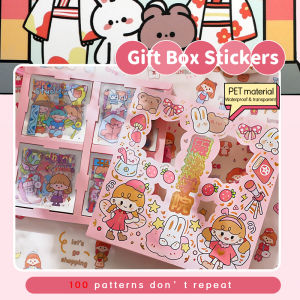 Cute Cartoon Kawaii Stickers 100 Sheets Stickers Gift Box for Girls Self-adhesive Waterproof Transparent Stickers Decorative Stickers For Phone Cases Water BottlesStationaryScrapbook Albums DIY Diary