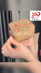 TWOL SHOP 1pcs Portable Travel Jewelry Organizer Box Retro Pattern Square Storage Box