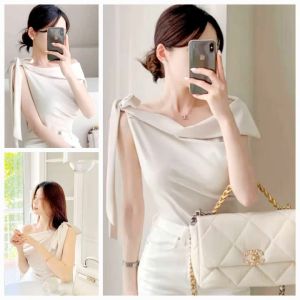 ANNA Plain Color Asymetric Tie Top - XS to Large