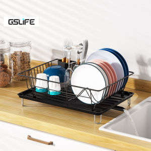 GSlife【2025 New】Dish Rack with Drainer Kitchen Organizer Dish Drying Rack Sink Counter Storage