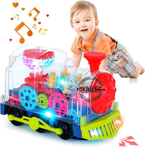 Electric Gear Train Toy for Kids Toddlers Crawling Train with Light Sound Music Early Educational Toys Train Toys for Kids Baby Toys
