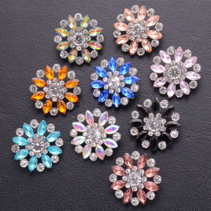 5pcs Beautiful Sparkling Crystal Rhinestone Flower-Shape Button For Clothing Sewing Accessories Luxury Wedding DIY Jewelry