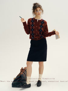 SHEITAOZI | Geometric Color Blocking Knit Cardigan Loose and Slimming